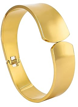 MILAKOO Armreif Armband für Frauen Edelstahl Gold Breite Armband Boho Open Armband für Damen