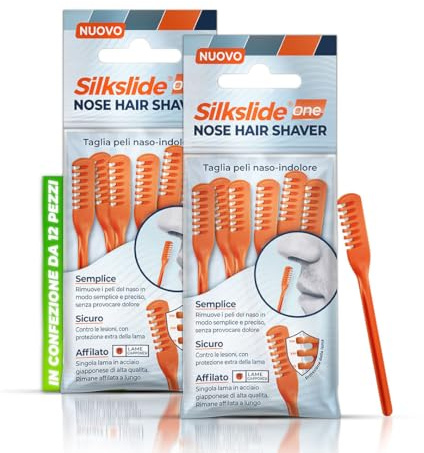 Silkslide Nasenhaartrimmer 12 Stück - Nasierer Nasenhaar Rasierer für Herren, Frauen with one blade bekannt aus Höhle der Löwen, Ohne Strom | hygienisch produziert in DE
