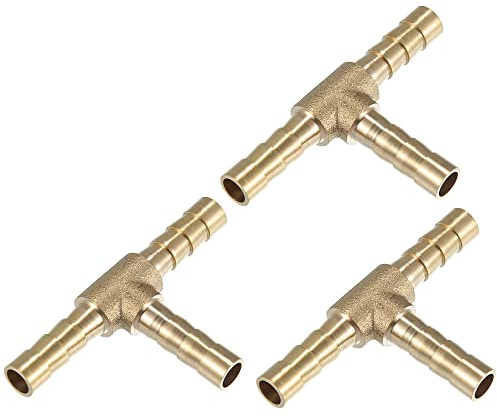 QUARKZMAN 3 pcs 6mm 0.24 Laiton Voiture Barbelure Tuyaux Raccord T Forme 3 Chemins Connecteur