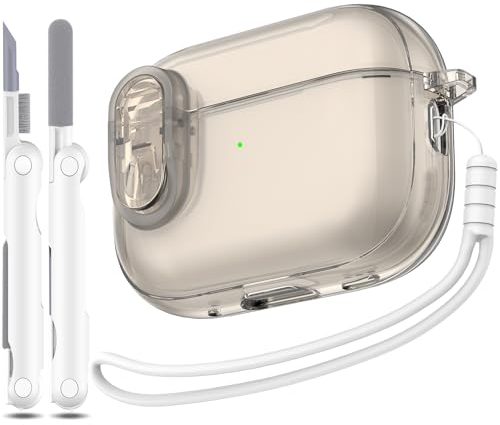 MHYALUDO Kompatibel mit Airpods Pro 2/1 Generation Hülle mit sicherem Schloss, Kompatibel mit Airpods Pro Hülle 2 Generation USB C Ladeanschluss, Weiche Hülle mit Lanyard Reinigungsstift, Schwarz