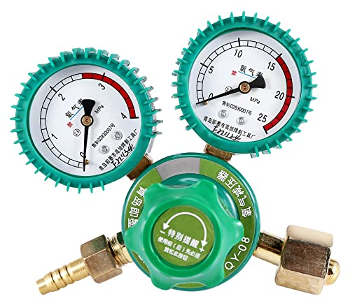 Jikoiuty Régulateur de bouteilles d'oxygène et de gaz O2 - Réducteur de pression - Acétylène - Double manomètre - Régulateur de réservoir d'oxygène