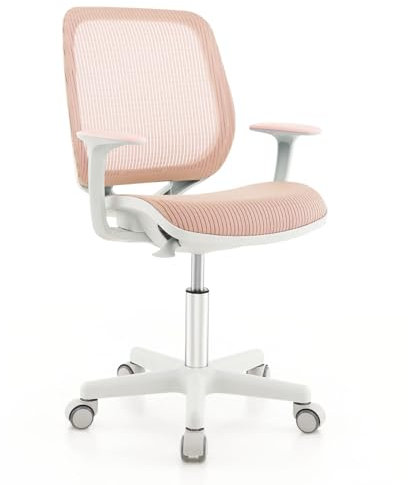COSTWAY Sedia da Scrivania per Bambini, Sedia Girevole per Computer con Altezza Regolabile, Ruote con Freno, Braccioli Morbidi, Mobile Ergonomica per Bambini 6-15 Anni (Rossa)