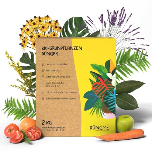 Vital-Boost Bio-Grünpflanzendünger für Zimmer- und Gartenpflanzen | Feinkörniges Granulat | Einfach & Rein pflanzliches Düngen | Tierfreundlich & Umweltbewusst | 100% Naturdünger von DüngMe - 2 KG