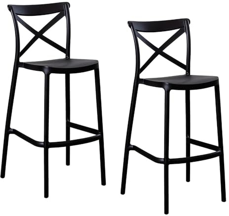 OKAFFAREFATTO MADDALONI Sgabelli da bar coppia in plastica nero sprint h 75 cm