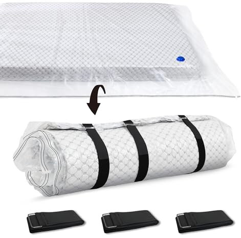 Storage Master Vakuum-Aufbewahrungstasche für Doppelbett-Matratzen, ideal für Memory-Schaum und Latex bis zu 35,6 cm, entworfen für einfaches Bewegen, Versand und Aufbewahren, mit Gurten, SM-RJD-2024