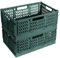 Bocguy 2 Stück Klappkiste, Kunststoff Stabile Faltbare Klappboxen Korb, Faltbare Aufbewahrungskorb, Stapelbar Klappkisten Set für Lagerung Küche, Schlafzimmer,Arbeitszimmer,Büro(Dunkelgrün,42x28x16cm)