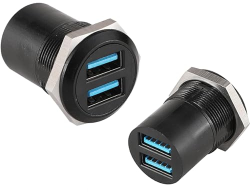 PENGLIN 2 Stück USB3.0 Dual Ports Panel Mount Adapter,USB3.0 Buchse auf Buchse Einbaubuchse,USB Einbaubuchse Durchgang Adapter