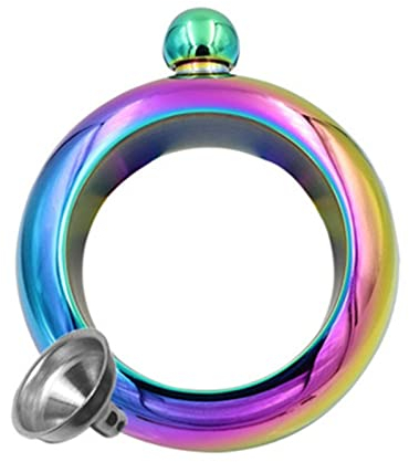 XANAYXWJ Frasco de Cadera Pulsera de Brazalete de 3.5 oz Petaca con Embudo Acero Inoxidable Alcohol Whisky Petaca de Bolsillo Flagon Chic Drinkware Petacas para Mujeres (Tamaño: E)