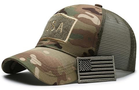 WUODHTW Baseballkappe für Herren und Damen, USA-Flagge, Camouflage, Netzstoff, taktischer Operator, Armee, Militär, Schießen, Jagd, gelb, Einheitsgröße