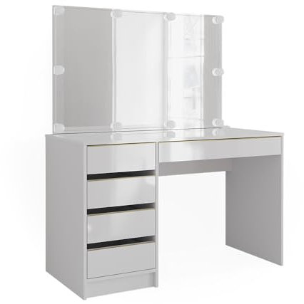 Vicco Schminktisch Sherry, Kosmetiktisch mit Spiegel, Weiß, 120 cm mit LED Beleuchtung
