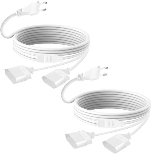 2 cavi di prolunga 2 in 1, 2,2 m, prolunga spina europea di tipo C, 0,75 mm², 250 V/2,5 A, prolunga cavo di alimentazione per TV PC monitor (bianco)
