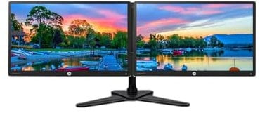 HP Dual monitor Bundle Set - 2x E232 23 Inch Full HD 1080p IPS LED Monitor, HDMI DISPLAY VGA USB Ports, Dual Monitor Leg Base Stand (Renewed)