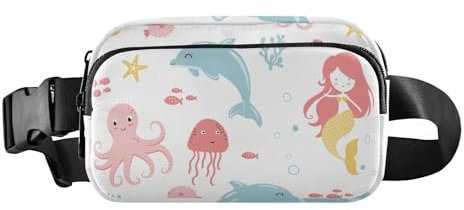 Delphin süße Meerjungfrau hawaiianischer Fisch modische Bauchtasche für Damen und Herren, kleine Gürteltasche mit verstellbarem Riemen für Radfahren, Wandern, Fitnessstudio, Delphin Cute Mermaid