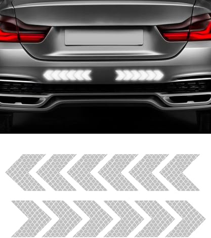 Flaconi 2PCS Reflektierende Aufkleber für Auto,Aufkleber Reflektierend,Reflektoren Aufkleber,Aufkleber Motorrad,Reflektorfolie Selbstklebend,für LKW Auto Motorrad Boot Fahrrad (Weiß)