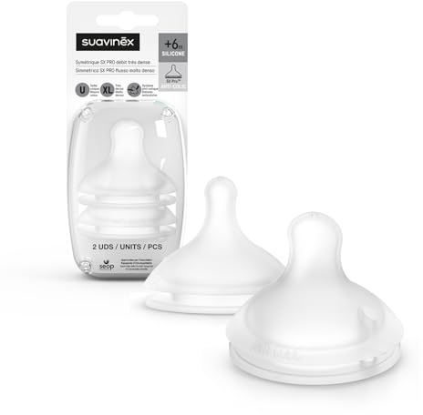 Suavinex Tettarelle Simmetriche SX Pro Silicone, 2 Unità, +6 Mesi, XL | Flusso Molto Denso, Per Alimenti e Cereali Densi, Valvola Anti-Colica, Per Biberon Suavinex