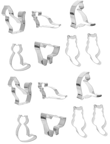 PRETYZOOM 2 Sätze Keksform Keksausstecher Für Katzenleckerlis Backform Für Gebäck Kinder Ausstecher Lebkuchenmann-plätzchen Geburtstagskeks Katzenplätzchen 430er Edelstahl Silver 7 Stück * 2