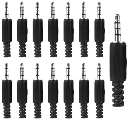 Greluma 15 Piezas TRRS de repuesto de 3,5mm,conector macho estéreo de 4 polos de 1/8 pulgadas,conector de cable de audio tipo soldadura de 3,5mm para auriculares/cable micrófono,reparación bricolaje
