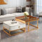 Moderner quadratischer Couchtisch aus Glas und Schiefer, mit Schublade, kleiner goldfarbener Basis, Tischplatte, 71,1 cm L x 71,1 cm B x 45,7 cm H + 61 cm L x 61 cm B x 38,1 cm H