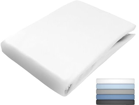 JACK Spannbettlaken Mako Satin 100x200 / 140x200 / 180x200 cm einfarbig Spannbetttuch viele Farben, Farbe:Weiß, Größe:180x200cm Spannbettlaken