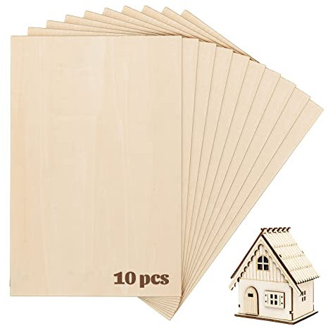 Lot de 10 Feuilles de Bois de Balsa, 300x200x1.5mm Panneau de Contreplaqué en Bois de tilleul non Fini, Plaques Feuilles Minces pour Travaux Manuels Modèle Bricolage, Avion, Modèle Artisanal Bateau