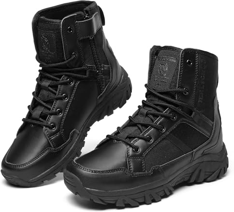 derlychug Herren Militärische Taktische Arbeitsstiefel Side Zipper Wandern Kampf Leichte Stiefel
