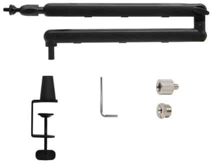 Qerwsdty Braccio microfono sottile, supporto da tavolo con clip per microfono, supporto regolabile per tablet