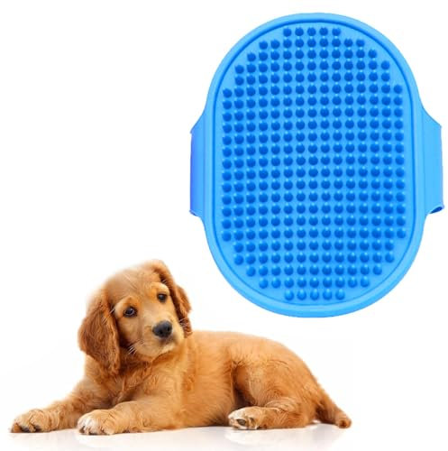 Dog Bath Brush, Dog Brush for Short Hair, Premium Soft Silicone Pet Bath Brushes with Adjustable Handle, Shampoo Soothing Comb for Wet Dry Long Short Haired Dogs & Cats Massaging & Bath(Blue)