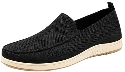 Mocasines casuales para hombre, zapatos ortopédicos de malla, transpirables, ligeros, informales, cómodos, para caminar, zapatos de punto sin cordones, tenis ortopédicos, Black, 41 1/3 EU