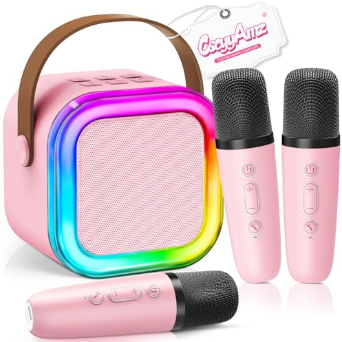 Mini machine de karaoké améliorée avec 3 microphones sans fil pour enfants filles garçons – Haut-parleur de fête de karaoké, cadeaux de Noël et d'anniversaire pour enfants de 4, 5, 6, 7, 8, 9, 10, 11