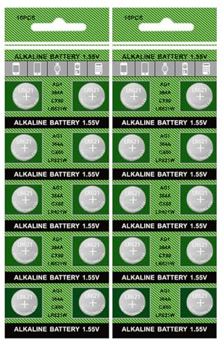 Lot de 20 piles bouton alcalines 364/LR621 pour montres - Entrée sans clé