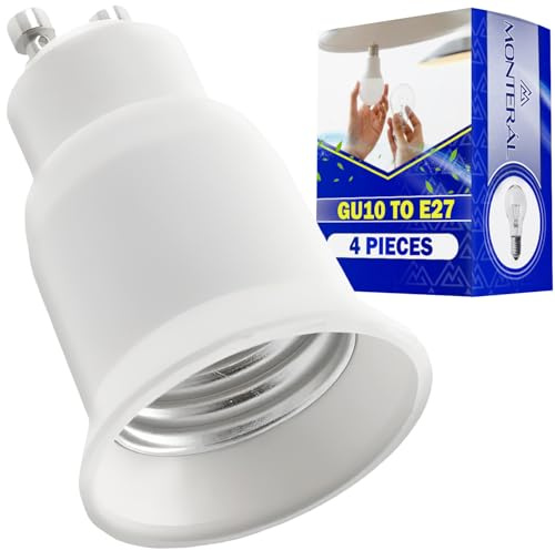 4x Adaptateur GU10-E27 pour Changer Ampoule 220/240V 50W | Garantie de 10 Ans - MONTERAL
