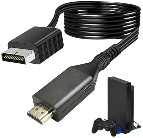 PS1/PS2 to HDMI Adapter Cable,PS2 to HDMI Converter Cord,with 720P/1080P Switch HDMI Converter for Multifunctional HDTV TV Console Projector Monitor,Output Switch Video Audio