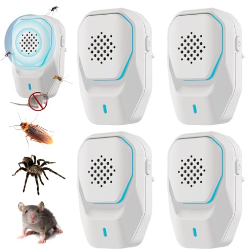 BAIFULAI 4 unidades repelente de plagas ultrasónico: repelente de mosquitos ultrasónico, enchufe de mosquitos para el hogar y la oficina, enchufe antiácaros para ratones, hormigas, moscas, arañas
