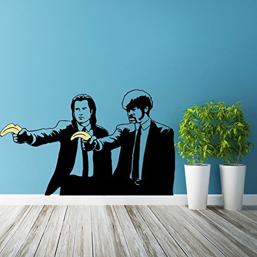 AnOL (100x61 cm) Banksy Vinyl Wand Aufkleber Pulp Fiction Graffiti/Jungs mit Farbe Banane Pistolen/Graffiti Aufkleber/Zwei Herren Abendessen Jacken Aufkleber Geschenk