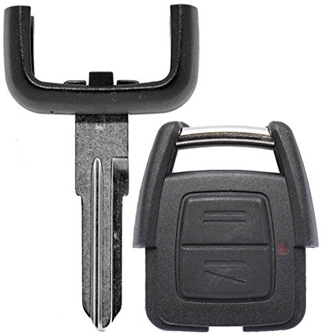 Auto Schlüssel Funk Fernbedienung 1x Gehäuse 2 Tasten + 1x Rohling HU46 kompatibel mit Opel