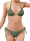 SHEKINI Bikini Damen Set Sexy Klassischer Triangel Rückenfrei Bikinioberteil Verstellbare Zweiteiliger Badeanzug Niedrige Taille Ruched Bikinihose für Frauen（S, Olivgrün）