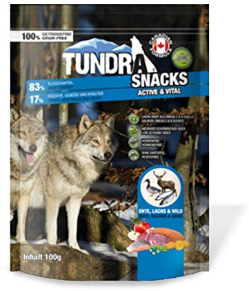 Tundra Snack 83% Fleischanteil - Active & Vital - Ente, Lachs & Wild | Hundesnack | Softsnack (1x 100g)