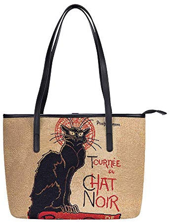 Stilvolle Schultertasche – Theophile Steinlen Le Chat Noir Jugendstil Design – strapazierfähige und umweltfreundliche Baumwoll-Leinentasche (Tote, COLL-ART-TS-CHAT)