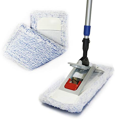 Putzen wie die Profis Bodenwischer-Set Twister 40cm | Wischmop + Teleskopstiel 170 cm + Microfaserbezug | freistehender Mopp mit magnetischer Halterung für unebene & poröse Flächen + GlasRein Probe
