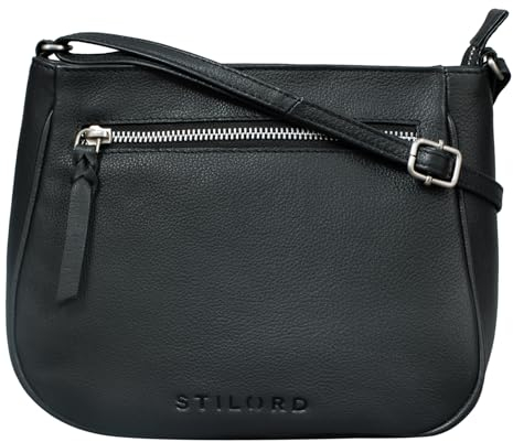 STILORD 'Samira' Handtasche Leder Frauen zum Umhängen Vintage Umhängetasche für Damen-Tasche Abendtasche Elegante Echtleder Tasche, Farbe:schwarz