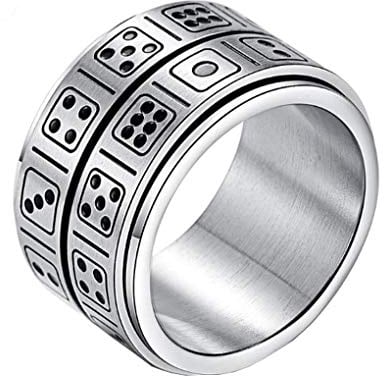 HIJONES Herren Würfel Ring of Rotation aus Edelstahl