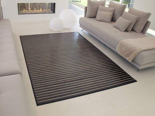 TEJIDOS EL MUNDO Alfombra BAMBÚ Antideslizante, Alta Resistencia, para Interior y Exterior. - 100x150 cm., Gris