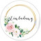 24 STICKER Einladung Etiketten als Siegel mit Rosen in Rosa und zwei Ringe in Goldgelb kein Echtgold für Briefumschläge Anhänger oder Postkarten zur Hochzeit Geburtstag Taufe, 4 cm, rund, matt