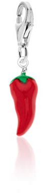 Aka Gioielli® - Charm Anhänger Chilischote 925 Sterling Silber Rhodiniert Chili Glücksbringer für Damen