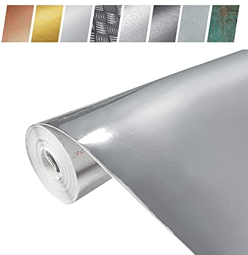 DecoMeister Klebefolie Möbel 45x150 cm | Möbelfolie selbstklebend in Metallic-Optik | Klebefolie zur Umgestaltung von Küche und Bad | Folie für Möbel - wasserfest und dekorativ | Chrom Hochglanz