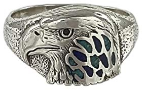 Indianerschmuck Ring Chip Inlay Türkis Lapis Adler Eagle Westernschmuck Navajo Style Indianerring Adlerring (69 (22.0))