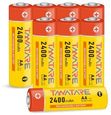 Tanatare 8 Pack Ni-MH AA Rechargeable Batteries 2400mAh High Capacity, 1200 Charge Cycles 1.2V Low Self Discharge,Long Lasting performance