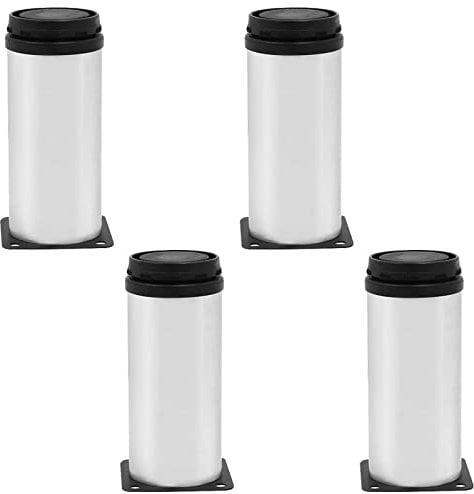 Cjueiom 4Pcs Adjustable Furniture Legs, 120mm / 4.7 Inch Stainless Steel Kitchen Cabinet Legs for Bed, Sofa, Cabinet, Wardrobe, Coffee Table, Black & Silver Feet