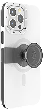 PopSockets: PopCase for MagSafe - Phone Case for iPhone 13 Pro Max with a Repositionable PopGrip Slide Phone Stand and Grip with a Swappable Top - White