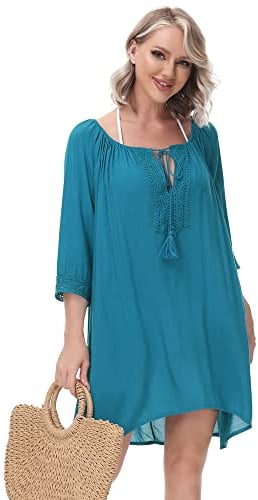 MERCIYD Women's Summer Beach Poncho & Cover-Ups, Blue, One Size